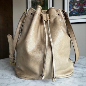 Vintage Coach Nicholas Drawstring Bucket Crossbody Bag in Light Beige